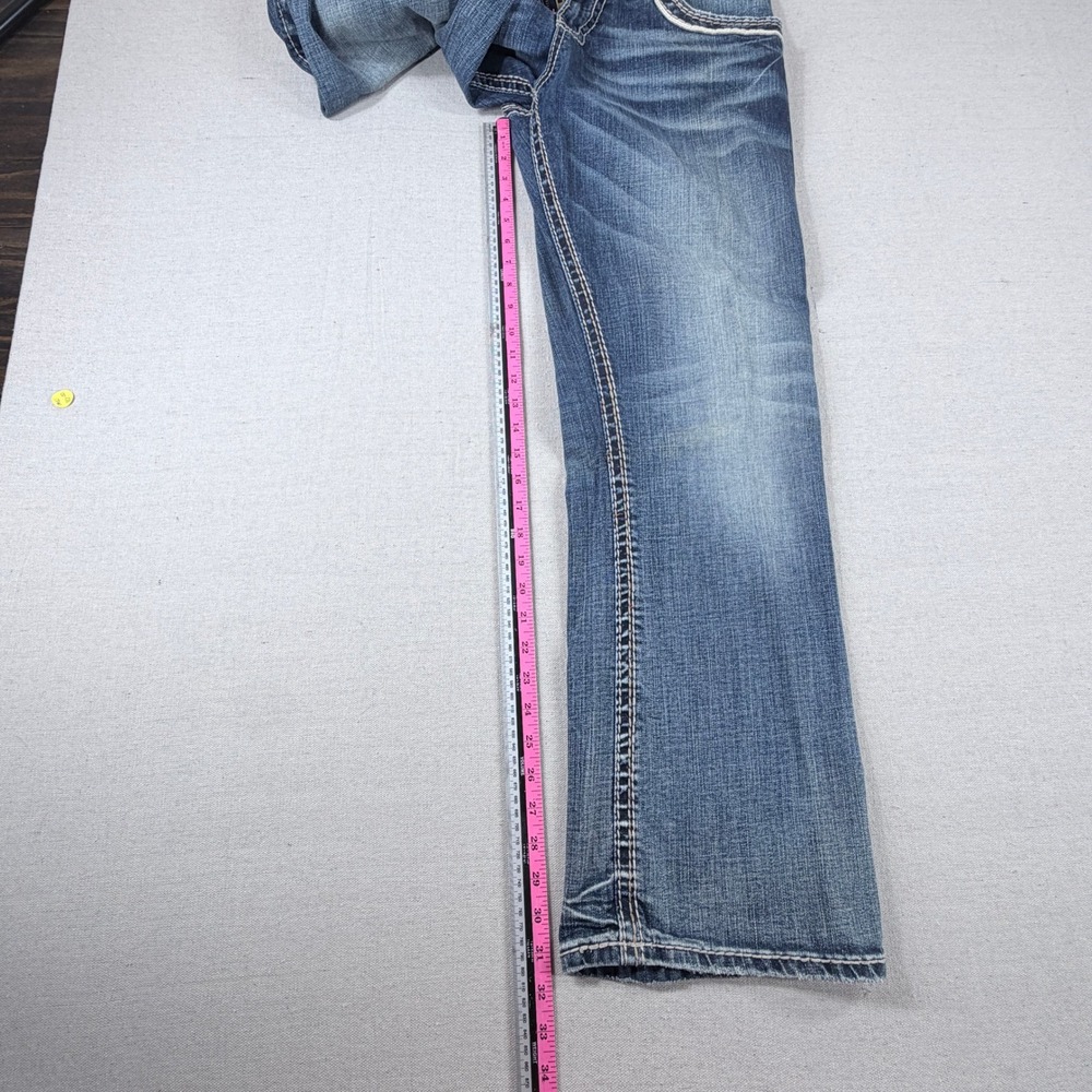 Rock Revival Julian Relaxed Straight Jeans Mens Size 35 Embroidered - Picture 3 of 7